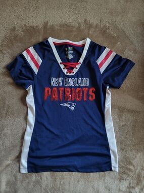 New England Patriots Women's Navy Lace-Up Fan Jersey